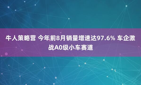 牛人策略营 今年前8月销量增速达97.6% 车企激战A0级小车赛道
