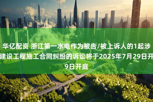 华亿配资 浙江第一水电作为被告/被上诉人的1起涉及建设工程施工合同纠纷的诉讼将于2025年7月29日开庭